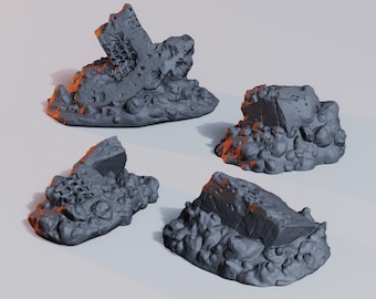 Brutal Cross Ruins • Wargame Scatter Terrain • 4 pieces • FDM printed