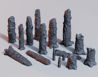 Dead and Burned Trees • Wargame Scatter Terrain • 16 pieces • FDM printed