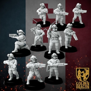 New French Republic Sappers • Golden Dragon Games •  3D Printed Tabletop Miniature •