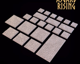 PAVEMENT THEME Square Bases • Asgard Rising Miniatures • 3D Printed Tabletop Miniature •