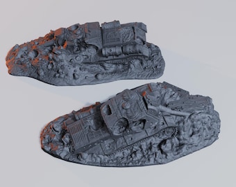 Destroyed IS-Us • Wargame Scatter Terrain • 2 pieces • FDM printed
