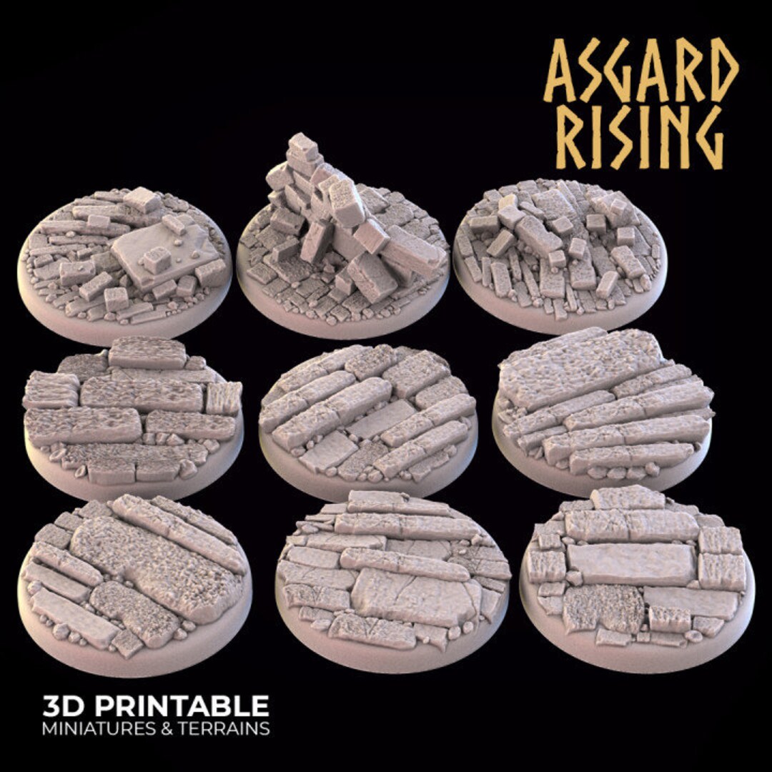 RUINS 3 THEME Round Bases • Asgard Rising Miniatures • 3D Printed ...