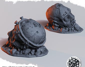 Ruined Saint Statue Head • Wargame Scatter Terrain • 2 pieces • FDM printed