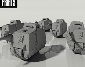 Grim Rugged Rider • 5 Man Squad • Grim Prints •  FDM Printed Wargaming Tank •