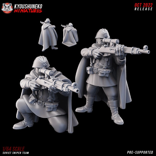 WW2 Soviet Sniper Team • Kyoushuneko Miniatures •  3D Printed Tabletop Miniature •