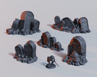 Unholy Stone Monuments • Wargame Scatter Terrain • 13 pieces • FDM printed