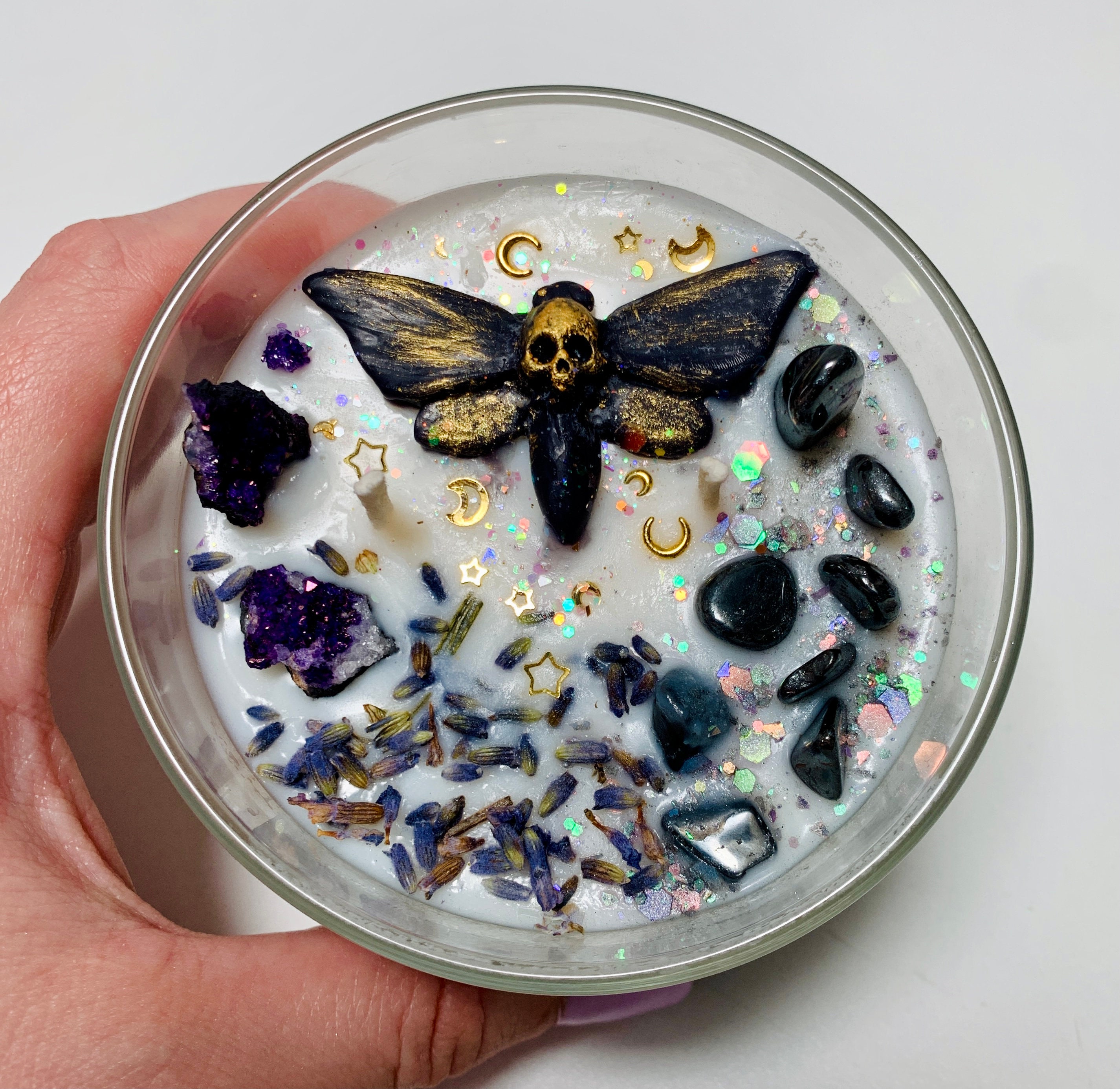 Death Moth Crystal infused candle meditation vegan hematite Etsy
