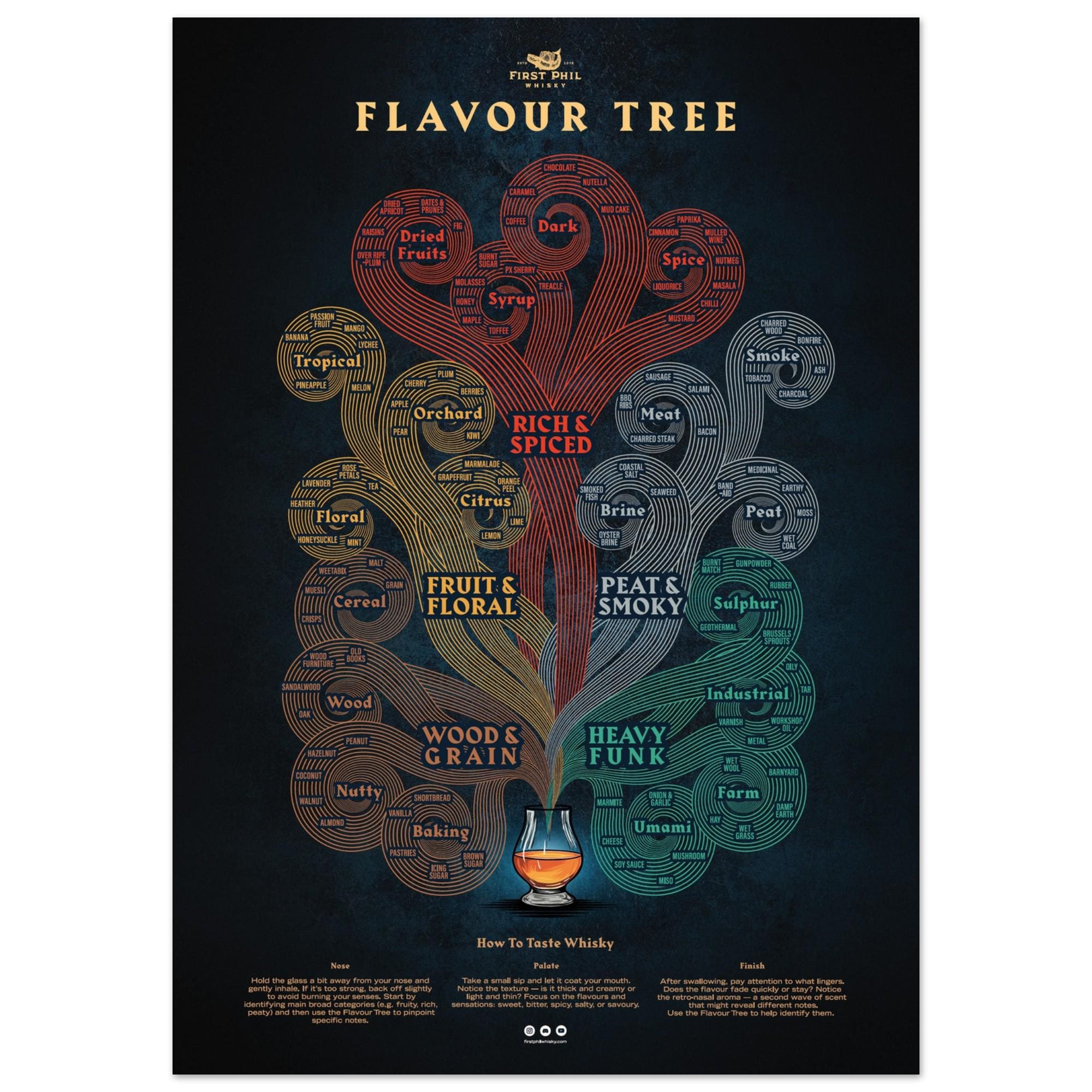 Whisky Flavour Tree Poster – Dark Edition