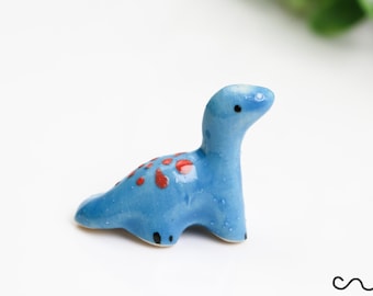 GRADE_B: Tiny Handmade Ceramic BLUE Dinosaur Cute Figurines Animals Miniature Outdoor Decor Indoor Figurine Plant Deco