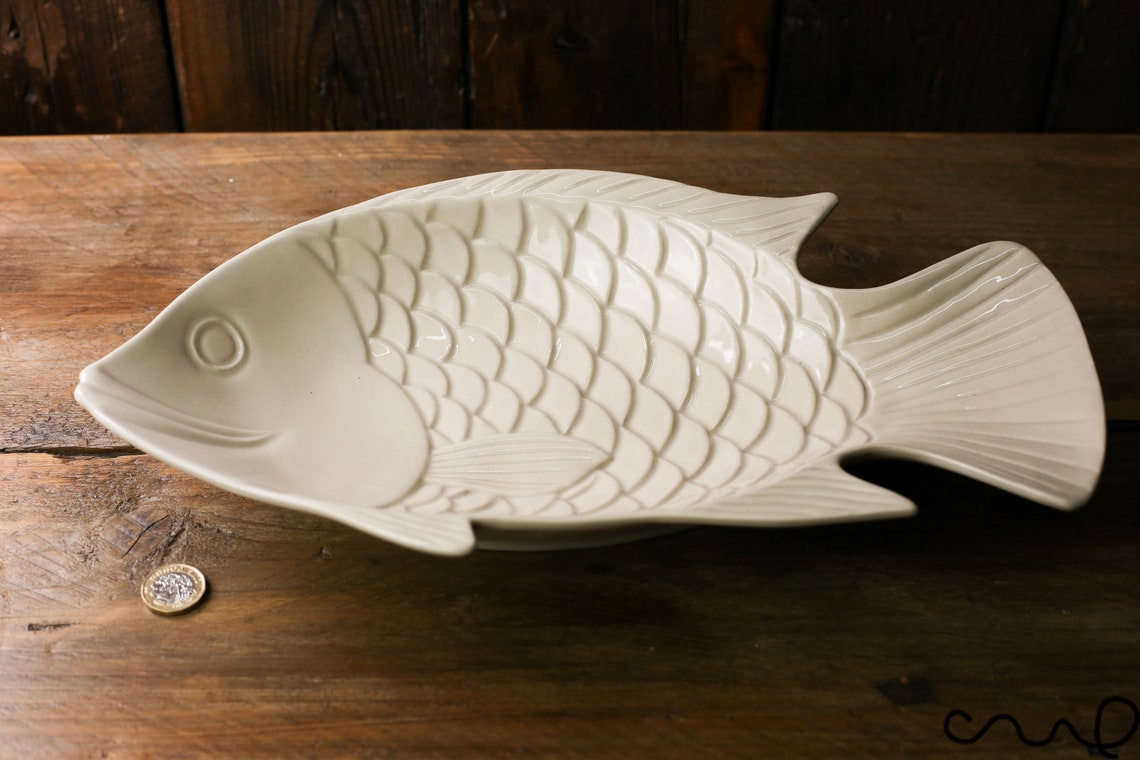 Ceramic Fish Shaped Serving Plate Bowl Centrepiece Dinner Etsy