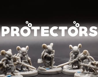 Mouse Knight Protectors - Mouselings - Dragon Trapper's Lodge Cute Critterfolk - D&D Dungeons and Dragons Pathfinder Tabletop Miniature NPC
