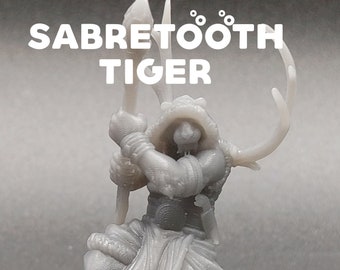 Sabretooth Tiger with Staff - Catfolk - Dragon Trapper's Lodge - D&D Dungeons and Dragons / Pathfinder Tabletop Miniature Character