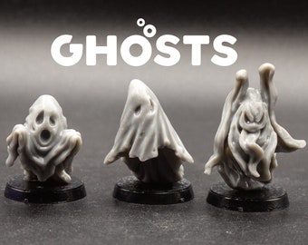 Ghosts - Cute Little Ghosts - Printed Obsession - Ghast Busters - D&D Dungeons and Dragons Pathfinder Tabletop Miniature Halloween Monsters