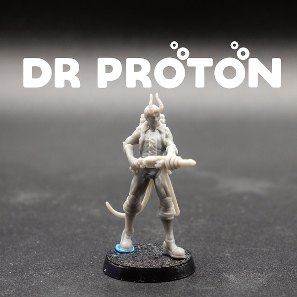 Dr Proton - Tiefling Artificer / Artillerist - Ghast Busters - Printed Obsession - D&D Dungeons and Dragons / Pathfinder Tabletop Miniature