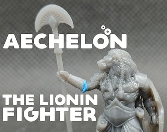 Aechelon - Leonin Fighter - Lion Man - Dragon Trapper's Lodge - D&D Dungeons and Dragons / Pathfinder Tabletop Miniature Character