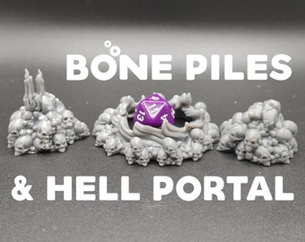 Bone Pile and Hell Portal Terrain - Printed Obsession - D&D Dungeons and Dragons / Pathfinder Tabletop Miniature Fantasy Wargaming Terrain