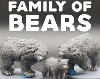 Grizzly Bear Family - Into the Woods - Galaad Miniatures - D&D Dungeons and Dragons / Pathfinder Tabletop Miniature Animal