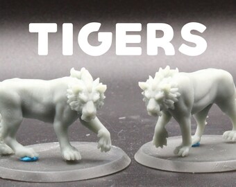 Tigers - Galaad Miniatures - D&D Dungeons and Dragons / Pathfinder Tabletop Miniature Animal Companions / Familiars