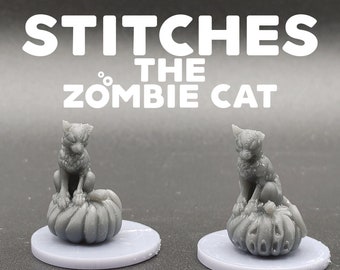 Stitches the Zombie Cat - Printed Obsession - D&D Dungeons and Dragons / Pathfinder Tabletop Miniature Monsters