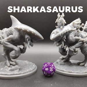 Sharkasaurus - T-rex Shark - Dragon Trapper&#39;s Lodge - D&D Dungeons and Dragons / Pathfinder Tabletop Miniature