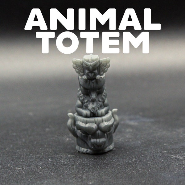 Animal Totems - Druid Shaman Totem Pole Stack - CastNPlay - D&D Dungeons and Dragons / Pathfinder Tabletop Miniature Terrain Item Prop