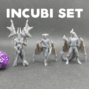 Incubus Set / Incubi Printed Obsession Lesser Demons D&D Dungeons and Dragons / Pathfinder Tabletop Miniature Monsters image 1