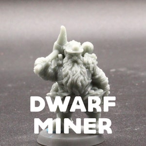 Dwarf Miner - Printed Obsession - D&D Dungeons and Dragons / Pathfinder Tabletop Miniature