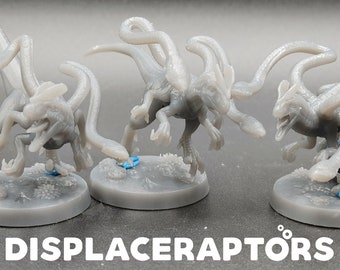 Displaceraptor - Displacer Velociraptors - Dragon Trapper's Lodge - D&D Dungeons and Dragons / Pathfinder Tabletop Miniature Monster Set