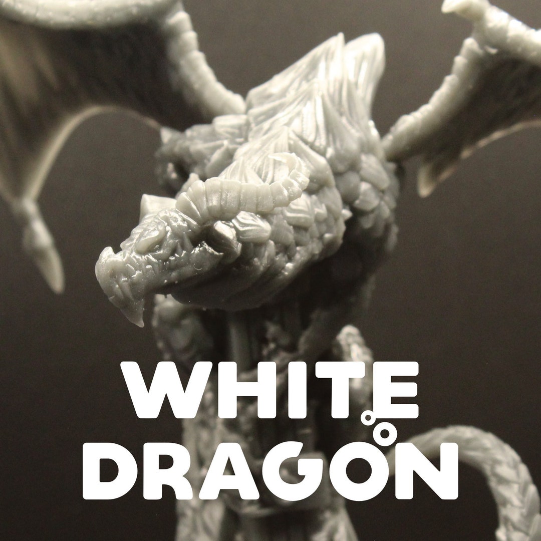 Panted Whte Dragon Mnature - Etsy