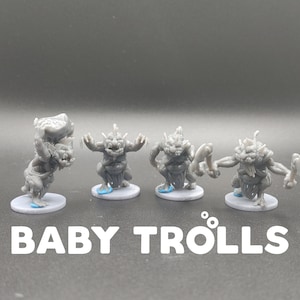 Baby Trolls / Small River Trolls - Brayan Nafarrate - D&D Dungeons and Dragons / Pathfinder Tabletop Miniature Monster Set