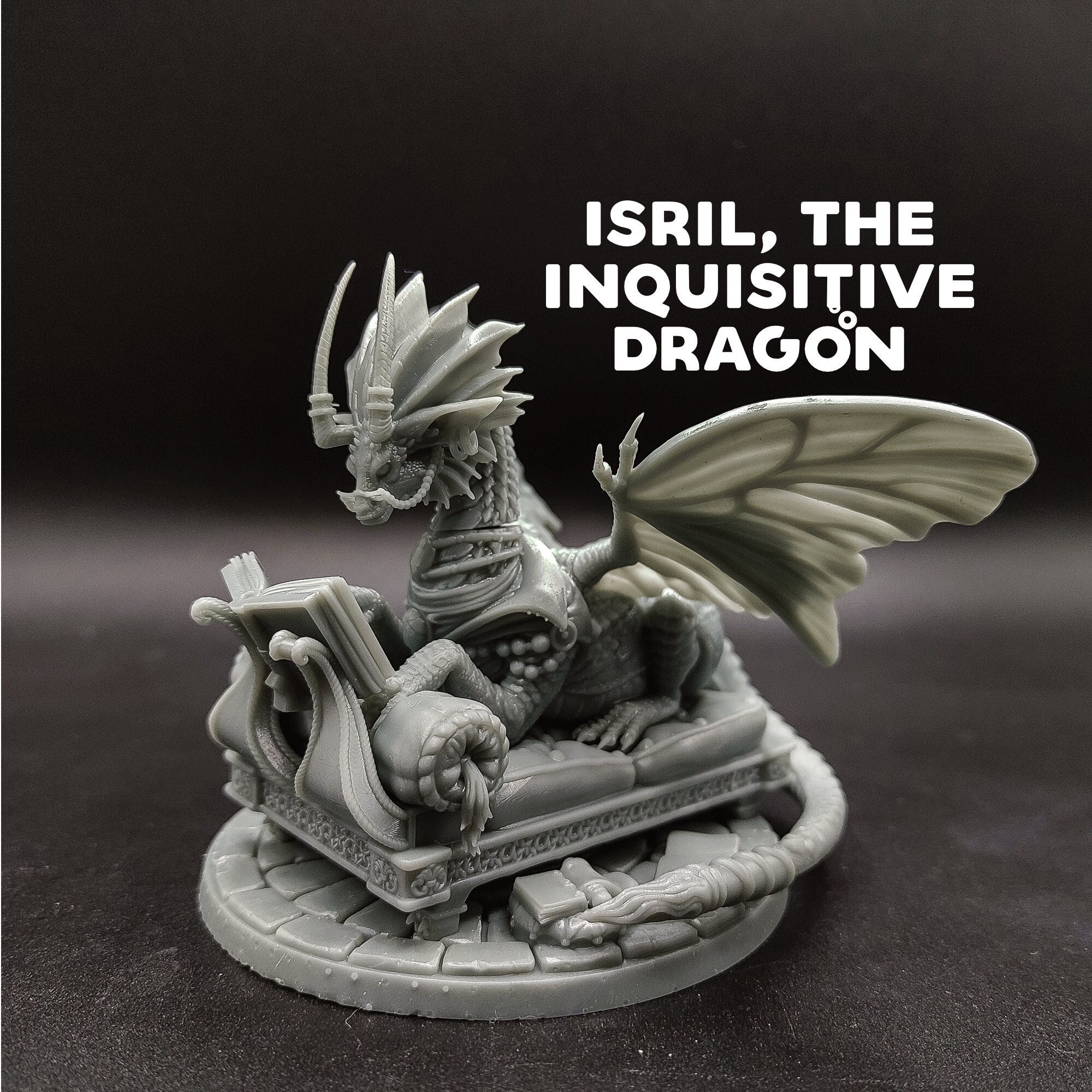 Isril The Inquisitive Dragon - Book Wyrm - Dragon Trapper's Lodge - D&D Dungeons and Dragons / Pathfinder Tabletop Miniature