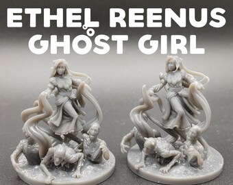 Ethel Reenus Ghost Girl - Nigromante - Logia del cazador de dragones - Personaje en miniatura de mesa de D&D Dungeons and Dragons / Pathfinder