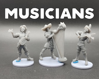 Musicians - Tavern Bards - CastNPlay - Royal Feast - D&D Dungeons and Dragons / Pathfinder Tabletop Miniature NPC Character Set