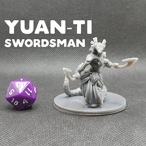 Serpentfolk Swordsman - Printed Obsession - Half Snake Forgotten Tribe - D&D Dungeons and Dragons / Pathfinder Tabletop Miniature