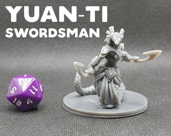 Serpentfolk Swordsman - Printed Obsession - Half Snake Forgotten Tribe - D&D Dungeons and Dragons / Pathfinder Tabletop Miniature