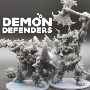 Demon Warrior Berserkers - Azgaan - Depths of Hell - CastNPlay - D&D Dungeons and Dragons / Pathfinder Tabletop Miniature Monster Set