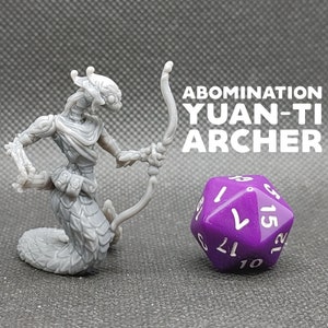 Serpentfolk Archer - Printed Obsession - Half Snake Forgotten Tribe - D&D Dungeons and Dragons / Pathfinder Tabletop Miniature Abomination