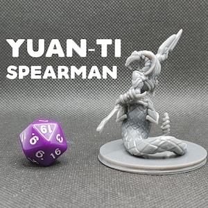 Serpentfolk Spearman - Printed Obsession - Half Snake Forgotten Tribe - D&D Dungeons and Dragons / Pathfinder Tabletop Miniature Abomination