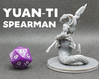 Serpentfolk Spearman - Printed Obsession - Half Snake Forgotten Tribe - D&D Dungeons and Dragons / Pathfinder Tabletop Miniature Abomination
