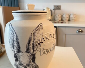 Hare / Bunny 2 Litre Handmade Kilner Jars (biscuits) neutral - monochrome