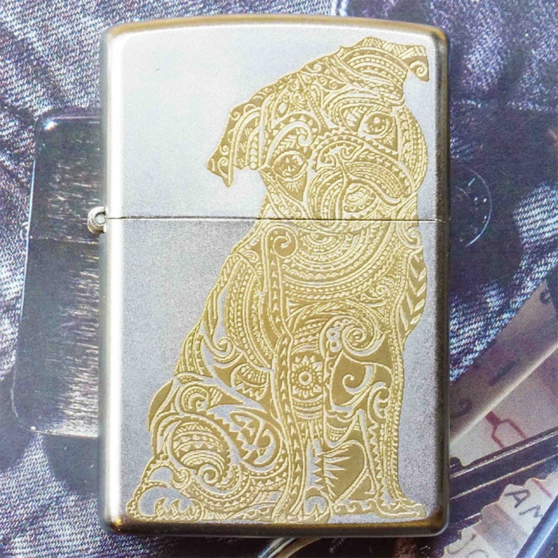 Fully hand engraved zippo light dog Etsy
