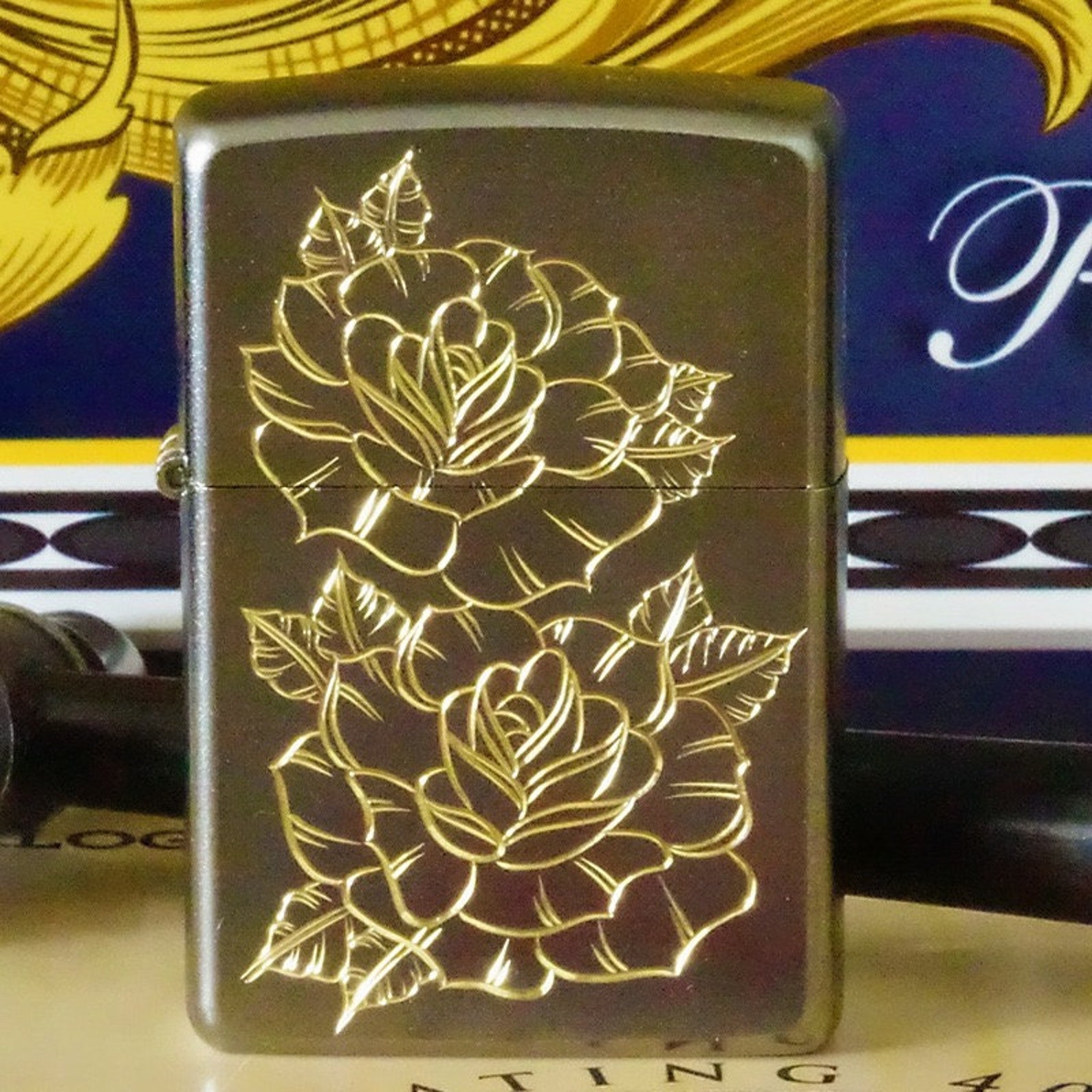 Fully hand engraved custom zippo lighterlily flower Etsy