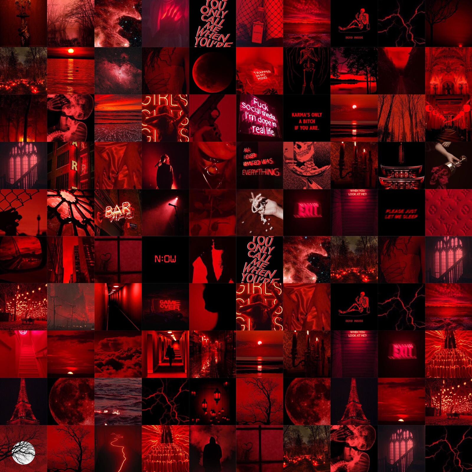 Dark red aesthetic wall collage kit Etsy