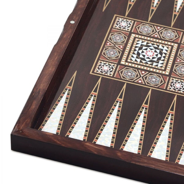 Pearlescent Wooden Backgammon Set / Will be shipped via EXPRESS SHIPPING (worldwide delivery in 1-5 days) Cafe Leaf