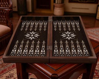 Jeu de backgammon turc - Motif nacre, planche de bois