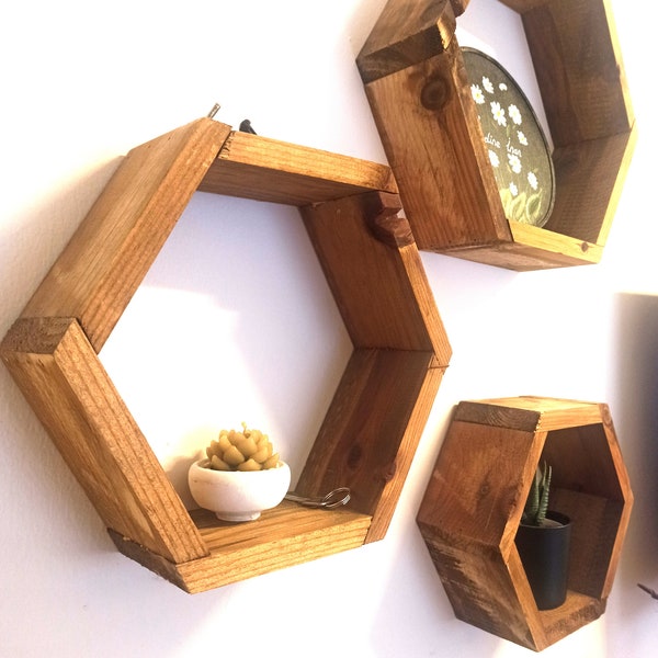 Hexagon Wall Shelf Etsy