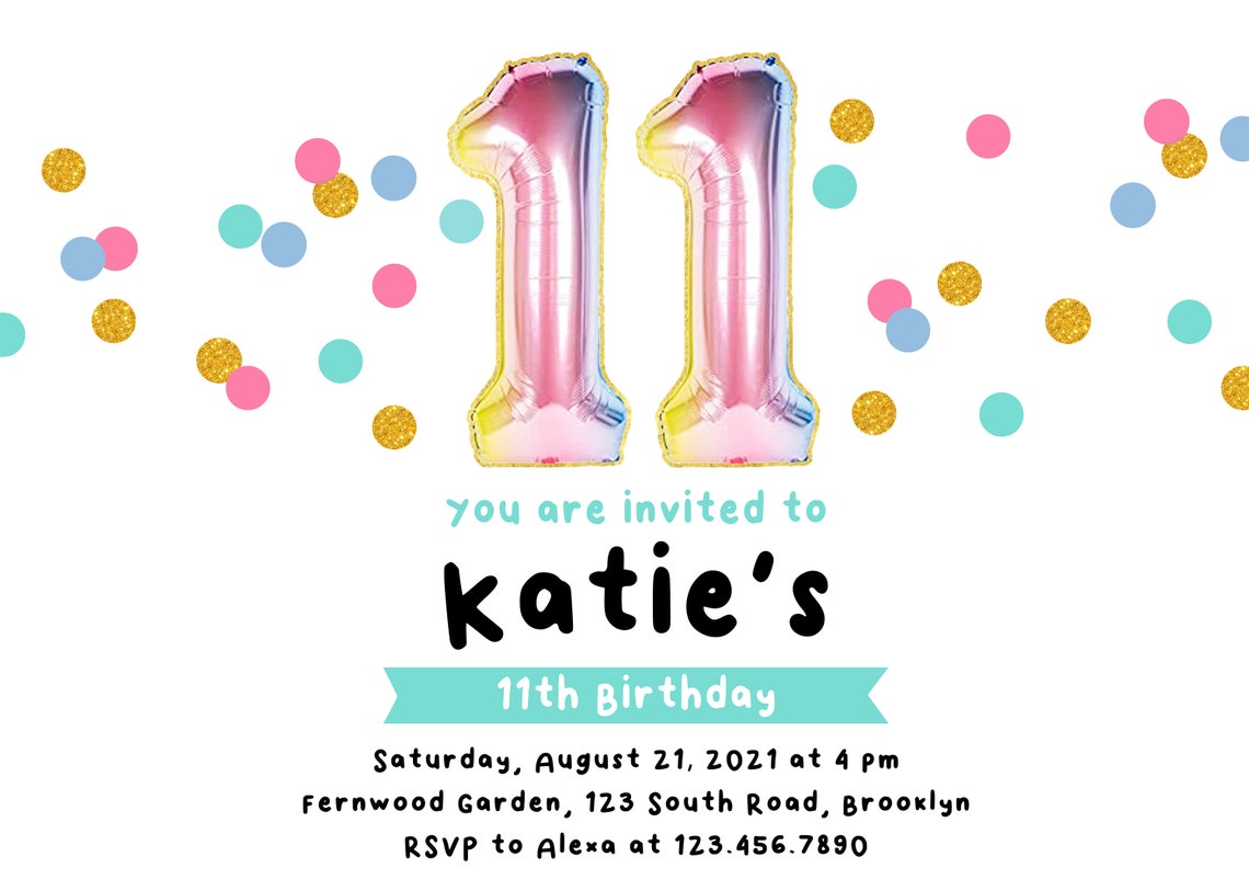 Blank 11Th Birthday Invitation Templates