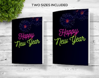 Happy New Year Greeting Card, Printable Happy New Year Greeting Card, Downloadable Happy New Year Greeting Card, Card for New Year