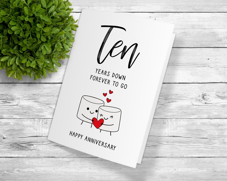 10th Anniversary Card, Printable Anniversary Card, Tenth Anniversary, Anniversary Card, Card for