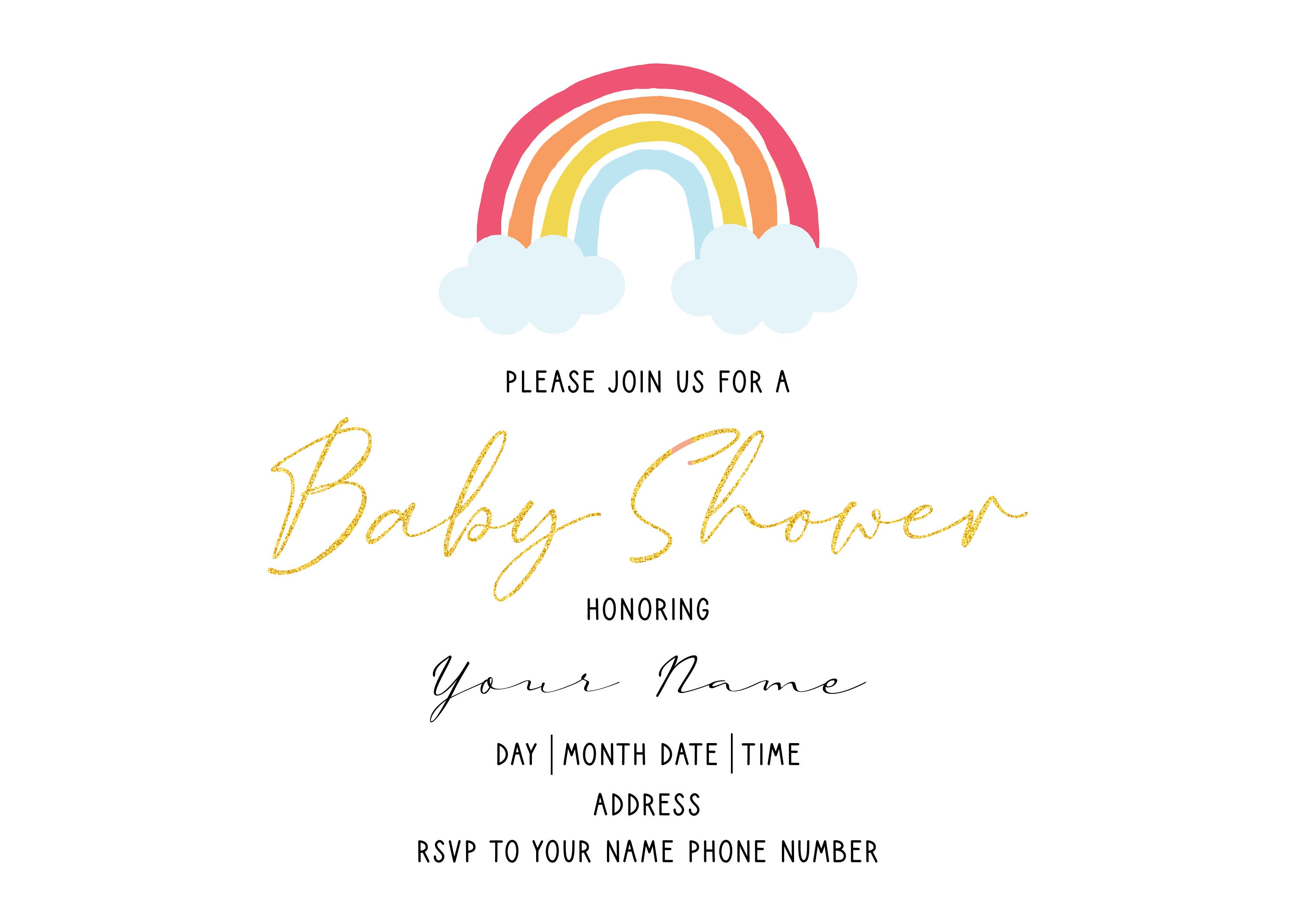 Custom Printable Baby Shower Invitation, Downloadable Baby Shower